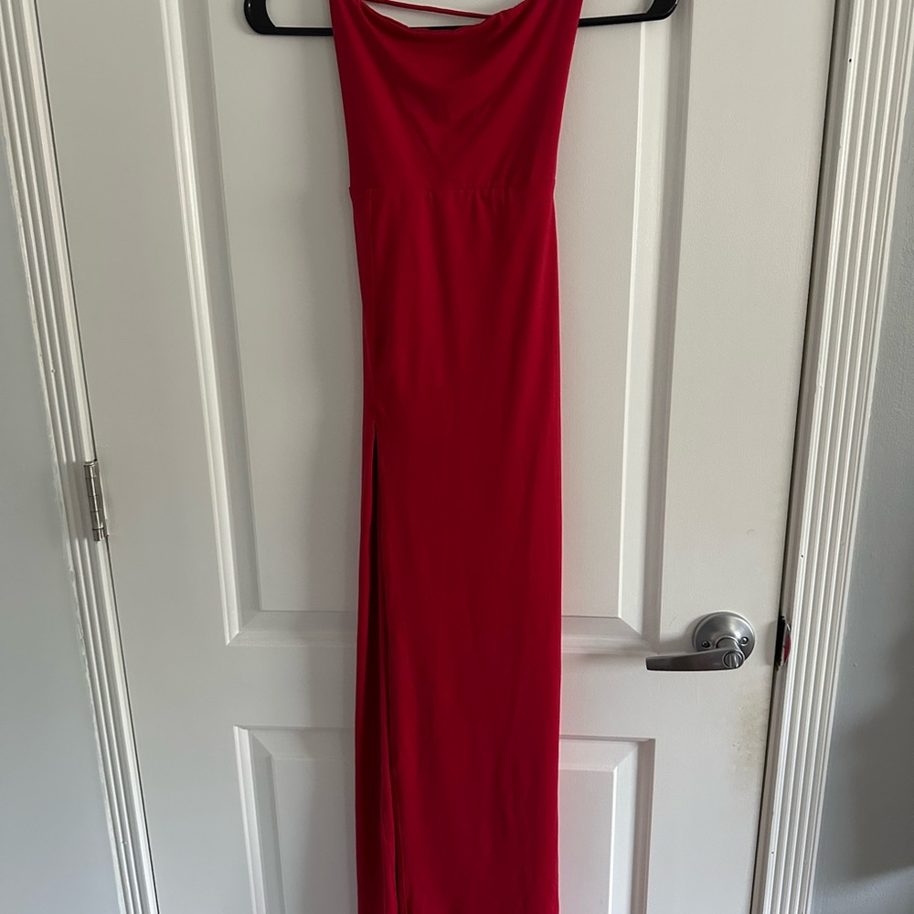 Red Halter Sheath Cocktail Dress